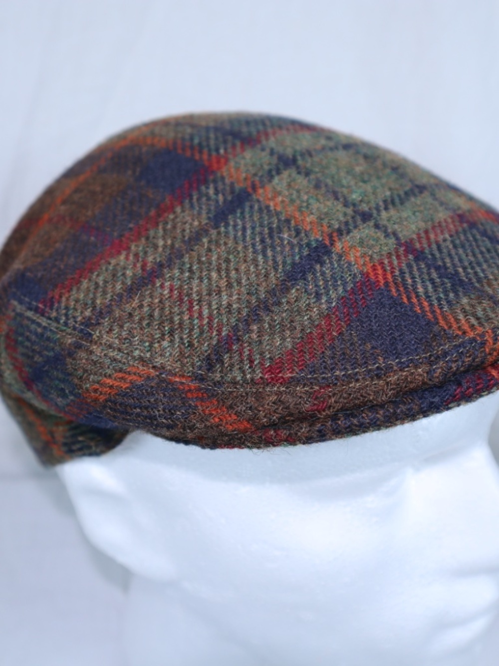 Vintage Olney Newsboy Cap Wool Plaid Navy Olive Red Orange Brown Preppy